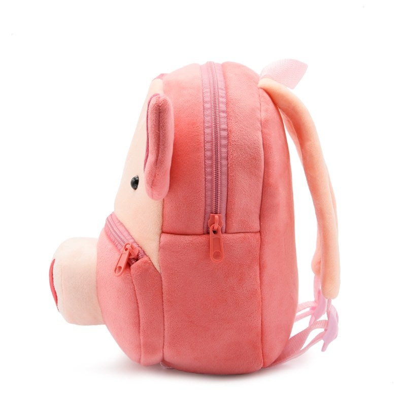 Plush Kids Backpack, Pig Animal Design, Soft Lightweight School Bag for Toddlers and Preschool Kids - Image 2