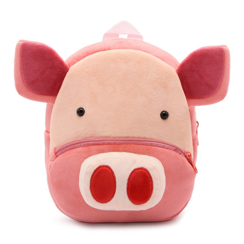 Plush Kids Backpack, Pig Animal Design, Soft Lightweight School Bag for Toddlers and Preschool Kids - Image 5