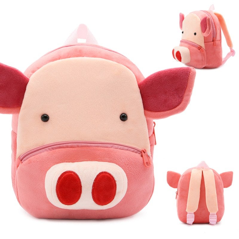 Plush Kids Backpack, Pig Animal Design, Soft Lightweight School Bag for Toddlers and Preschool Kids - Image 4