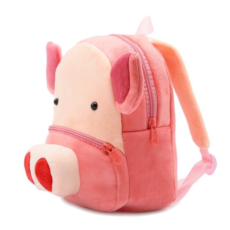 Plush Kids Backpack, Pig Animal Design, Soft Lightweight School Bag for Toddlers and Preschool Kids - Image 1