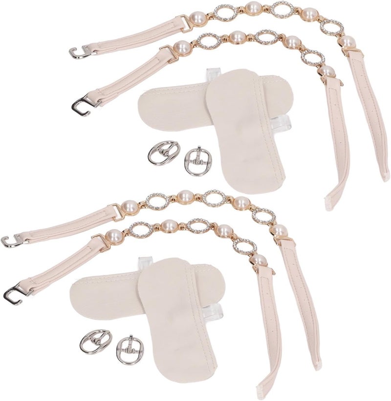 كلاراكو زوجان من أشرطة الأحذية المرنة القابلة للفصل للنساء، أشرطة أحذية عالية الكعب من اللؤلؤ الصناعي، أشرطة كاحل فضفاضة مرصعة بأحجار الراين، للنساء - Image 1