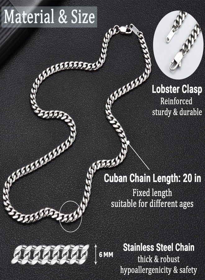 EPIRORA Cuban Link Chain Gifts for Men Boys, 6MM Stainless Steel Mens Cuban Chain Necklace Birthday Christmas Valentines Day Anniversary Presents Jewellery Gifts for Grandson - Image 3