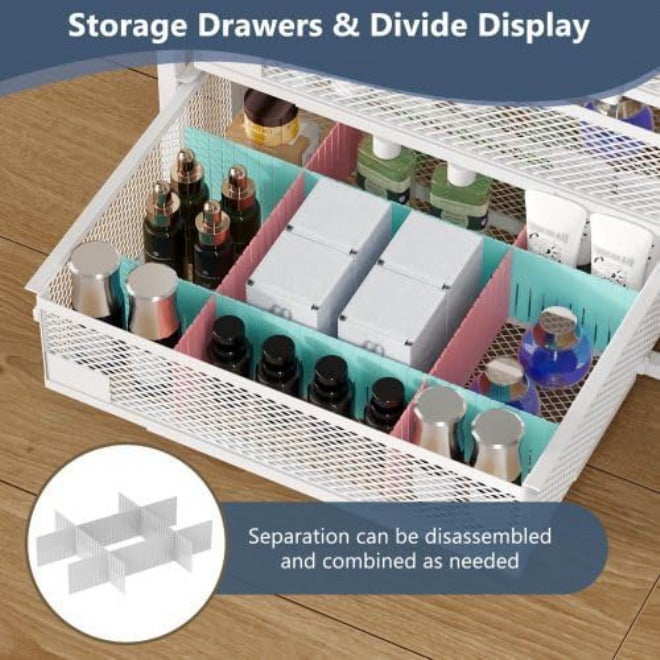 Global simple assemble options 5 Tier Rolling Cart Makeup Organizer Removable Floor Skincare Trolley with 4 Drawers Vanity Organizer Cosmetics Display Shelf for Perfume, Nail Polish, Brushes Long term heavy use compatible - Image 4