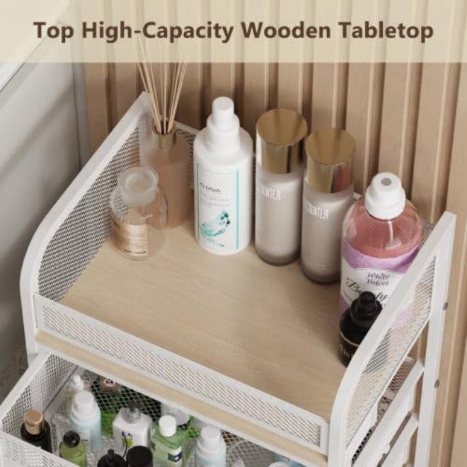 Global simple assemble options 5 Tier Rolling Cart Makeup Organizer Removable Floor Skincare Trolley with 4 Drawers Vanity Organizer Cosmetics Display Shelf for Perfume, Nail Polish, Brushes Long term heavy use compatible - Image 3