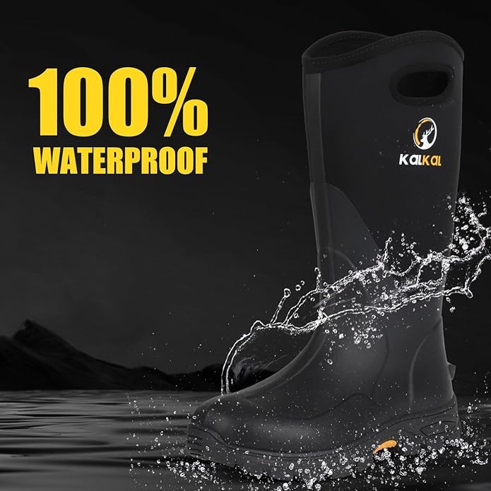 Kalkal Rubber Boots for Men and Women, Waterproof Insulated Rain Boots, Neoprene Breathable Mud Boots, Outdoor Anti-slip Mens Work Farming Hunting Boots - Image 3