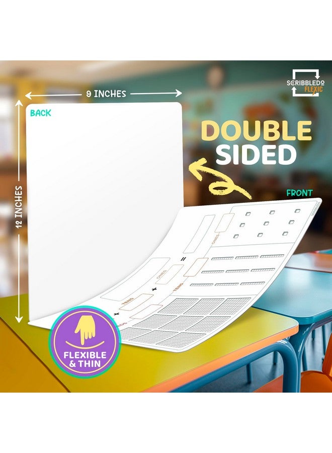Scribbledo Base Ten Blocks 9”X12” Small White Board Dry Erase Sheets Math Manipulatives Place Value Number Blocks Math Supplies Teacher Students Classroom Pack Of 10 Sheets  - Image 4