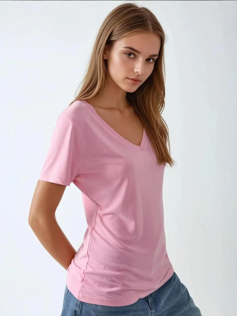 HICCUP Soft Touch V-Neck Short Sleeve Modal Blend T-Shirt Busem Collection