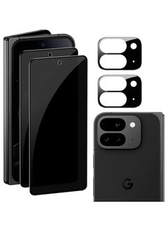 Privacy Screen Protector Compatible with Google Pixel 9 Pro Fold, [2 Pack] Anti-spy Tempered Glass Screen Protector with [2 Pack] Tempered Glass Camera Lens Protector 9H Hardness