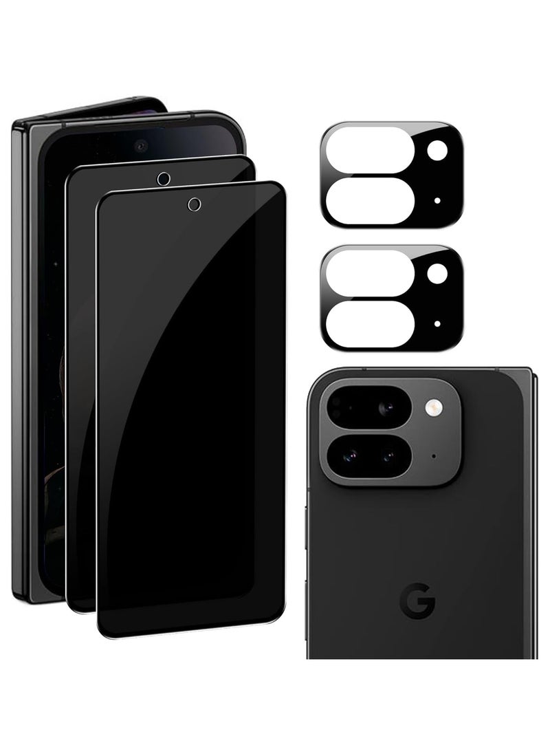 General - Privacy Screen Protector Compatible with Google Pixel 9 Pro Fold, [2 Pack] Anti-spy Tempered Glass Screen Protector with [2 Pack] Tempered Glass Camera Lens Protector 9H Hardness - Image 1