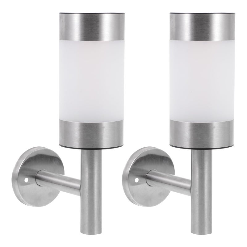 Solar Powered Outdoor Wall Lights 2 Pack Waterproof Stainless Steel LED Garden Lighting For Porch Patio Fence - Image 2