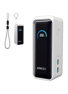 Silicone Case for Anker Prime Power Bank 9600mAh 65W Cover, Shockproof and Scratch Protection Case, Soft Silicone Cover with Lanyard - White