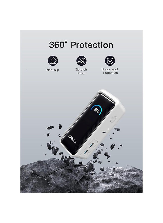 O Ozone - Silicone Case for Anker Prime Power Bank 9600mAh 65W Cover, Shockproof and Scratch Protection Case, Soft Silicone Cover with Lanyard - White - Image 1