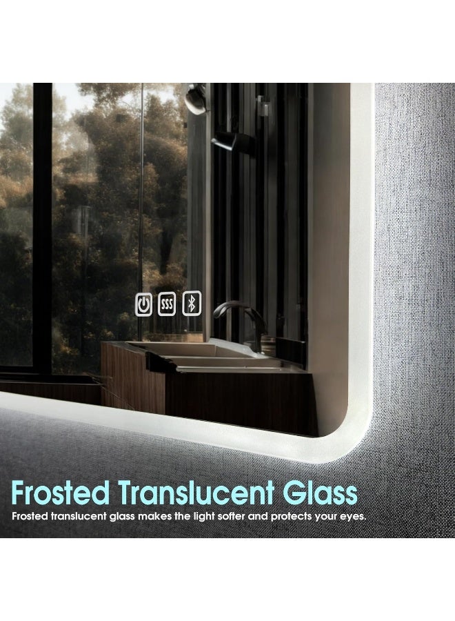 Starlead  600X800 Mm Bathroom-Mirror-With-Led-Lights For Wall, Bluetooth, Anti-Fog, 3 Colors Dimmable Bathroom-Led-Mirror, Memory Function, Hd Tempered Glass, Ip45 Smart-Mirror (Horizontal/Vertical)  - Image 3