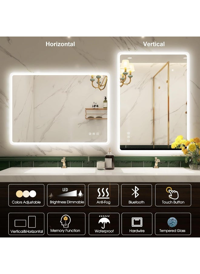 Starlead  600X800 Mm Bathroom-Mirror-With-Led-Lights For Wall, Bluetooth, Anti-Fog, 3 Colors Dimmable Bathroom-Led-Mirror, Memory Function, Hd Tempered Glass, Ip45 Smart-Mirror (Horizontal/Vertical)  - Image 4