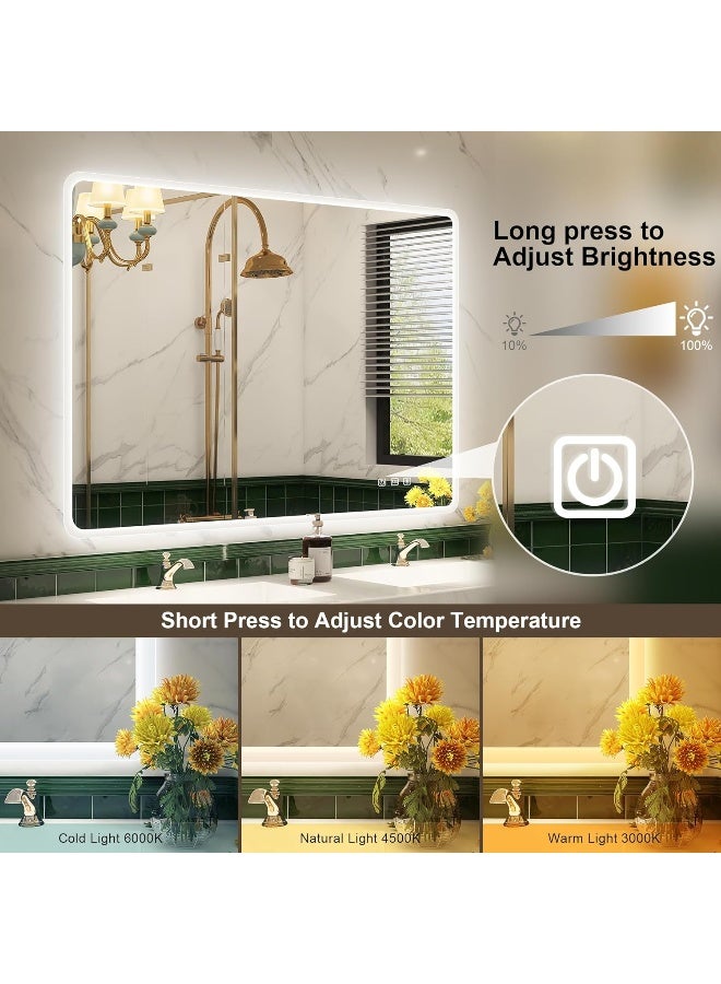 Starlead  600X800 Mm Bathroom-Mirror-With-Led-Lights For Wall, Bluetooth, Anti-Fog, 3 Colors Dimmable Bathroom-Led-Mirror, Memory Function, Hd Tempered Glass, Ip45 Smart-Mirror (Horizontal/Vertical)  - Image 2