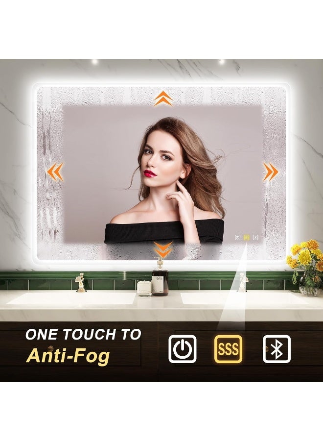Starlead  600X800 Mm Bathroom-Mirror-With-Led-Lights For Wall, Bluetooth, Anti-Fog, 3 Colors Dimmable Bathroom-Led-Mirror, Memory Function, Hd Tempered Glass, Ip45 Smart-Mirror (Horizontal/Vertical)  - Image 5