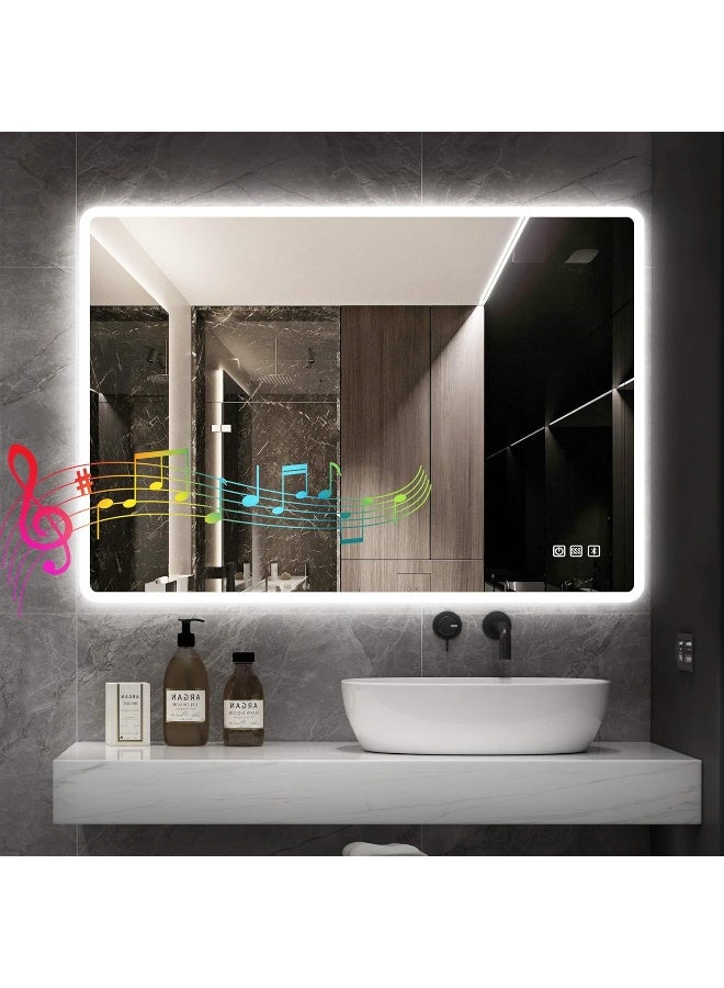 Starlead  600X800 Mm Bathroom-Mirror-With-Led-Lights For Wall, Bluetooth, Anti-Fog, 3 Colors Dimmable Bathroom-Led-Mirror, Memory Function, Hd Tempered Glass, Ip45 Smart-Mirror (Horizontal/Vertical)  - Image 1