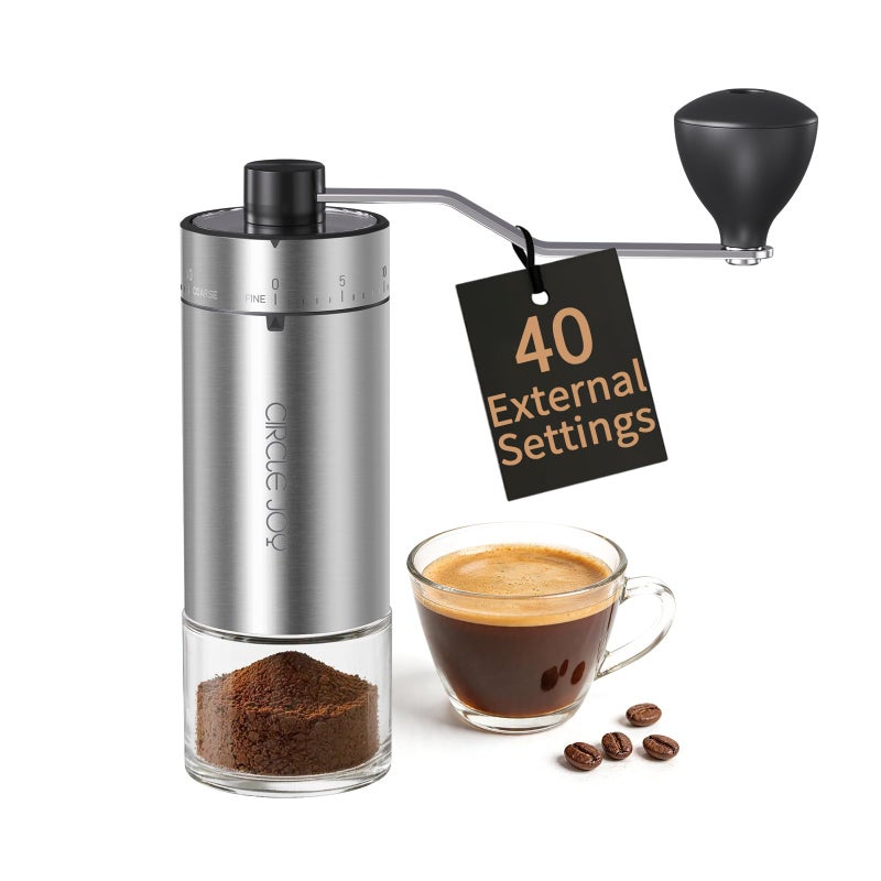 CircleJoy CIRCLE JOY Mini Manual Coffee Grinder with 40 External Adjustable Settings and Ceramic Conical Burr Portable Stainless Steel Hand Coffee Grinder for Home and Travel - Image 2