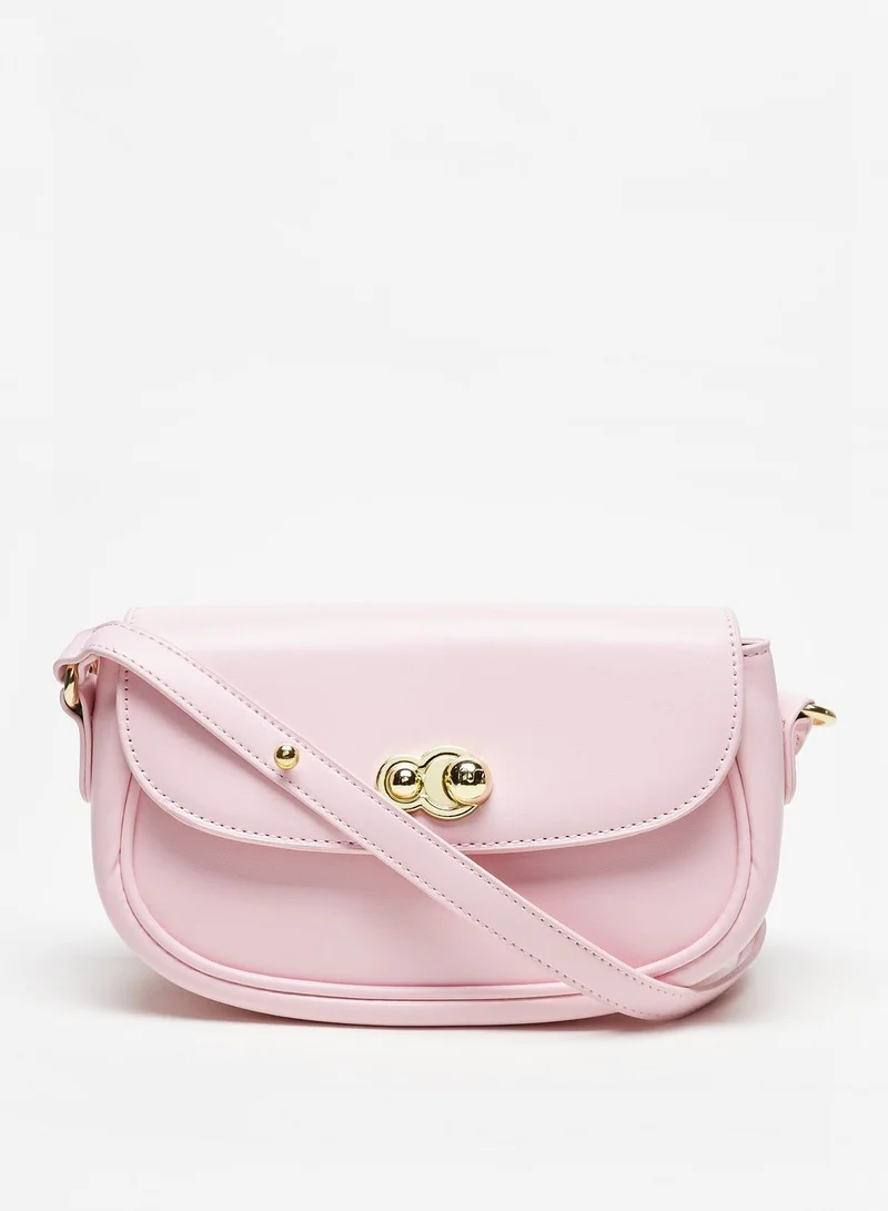 Flora Bella Solid Crossbody Bag with Adjustable Strap and Button Closure
