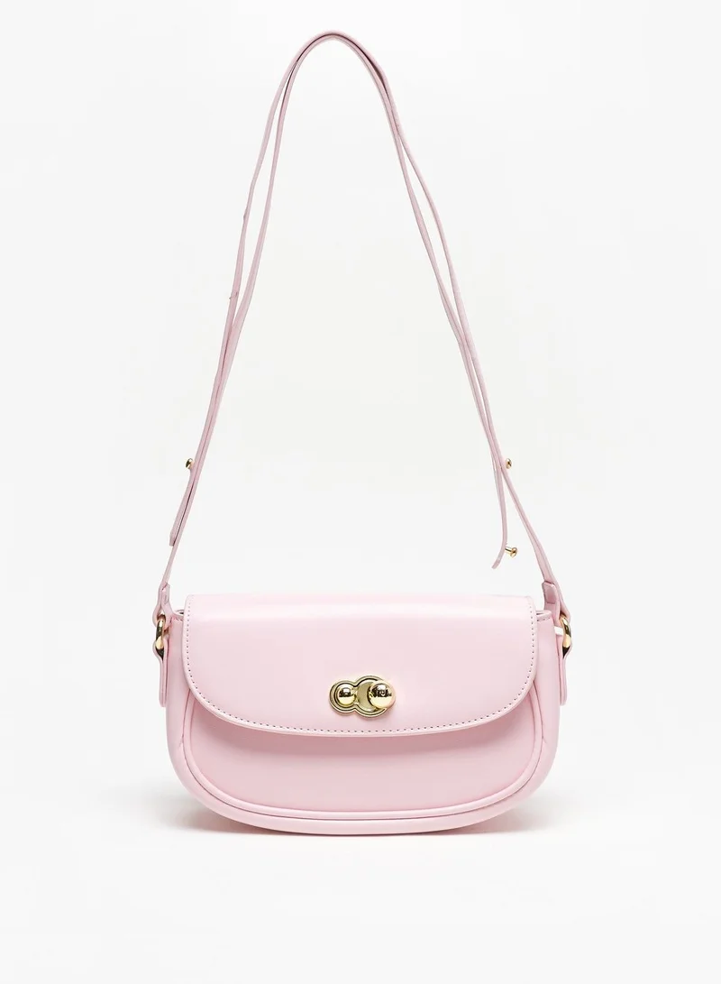 Flora Bella Solid Crossbody Bag with Adjustable Strap and Button Closure