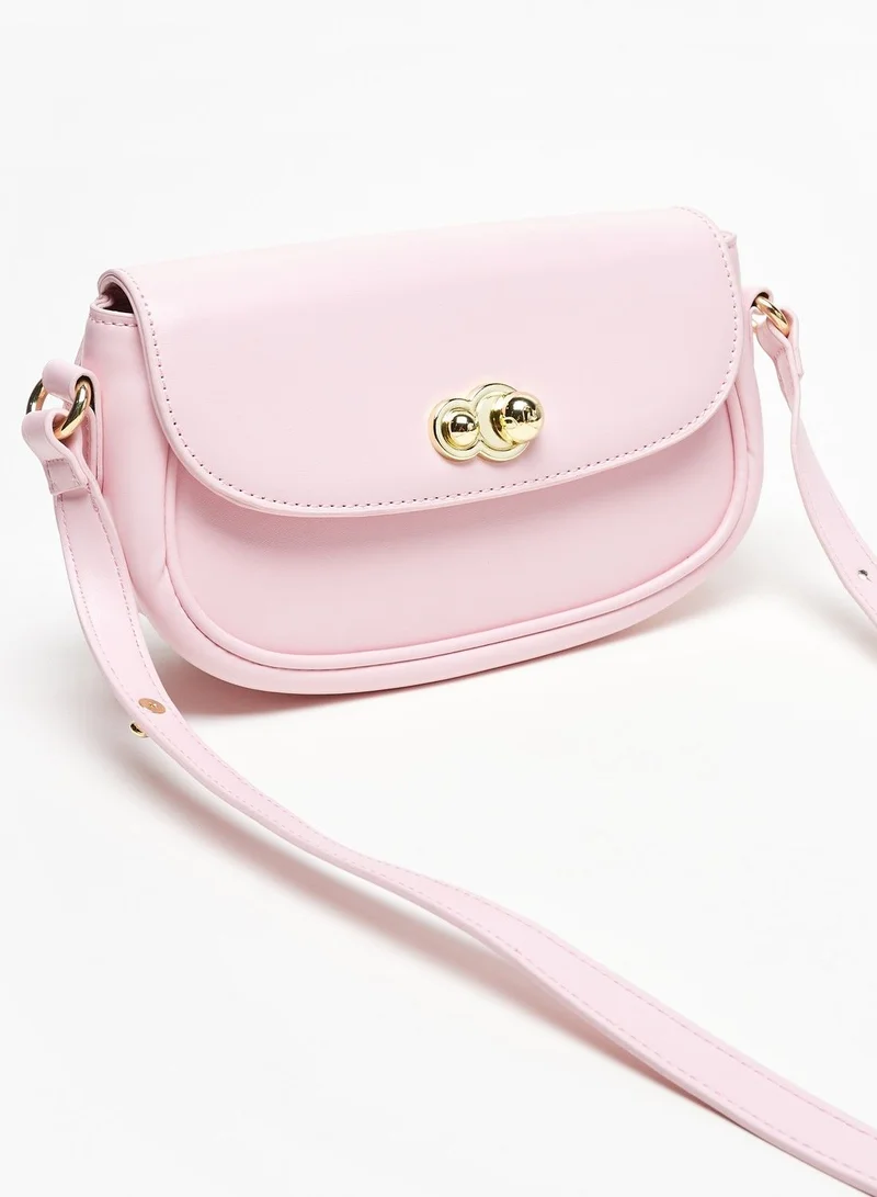 Flora Bella Solid Crossbody Bag with Adjustable Strap and Button Closure