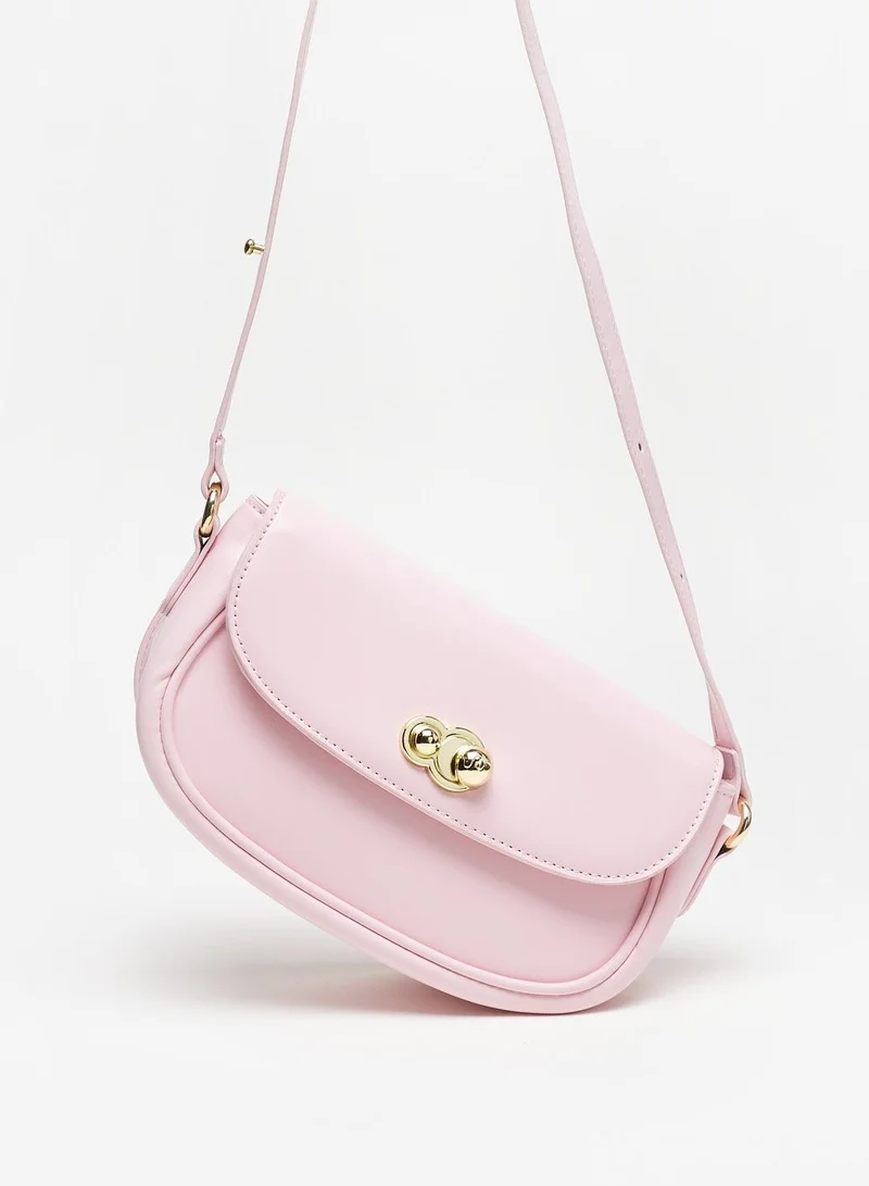 Flora Bella Solid Crossbody Bag with Adjustable Strap and Button Closure