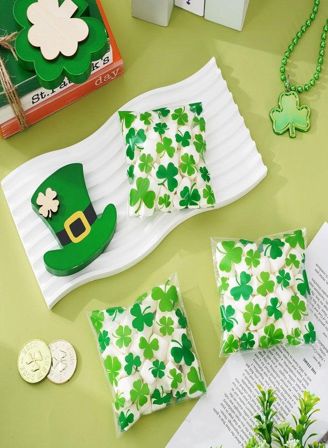 Whaline 320 Pcs St. Patrick's Day Cellophane Bags Green Shamrock Lucky Clover Self-Adhesive Treat Bags Clear Plastic Candy Goodie Bag for Irish Holiday Party Gift Snack Wrapping Supplies - Image 5