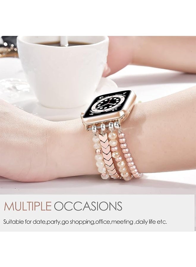 سوار الخرز متوافق مع Apple Watch Band 38mm 40mm 41mm النساء ، حزام التمدد المرن المصنوع يدوياً للأزياء لسلسلة iWatch SE 10 9 8 7 6 5 4 3 2 1 - Image 4