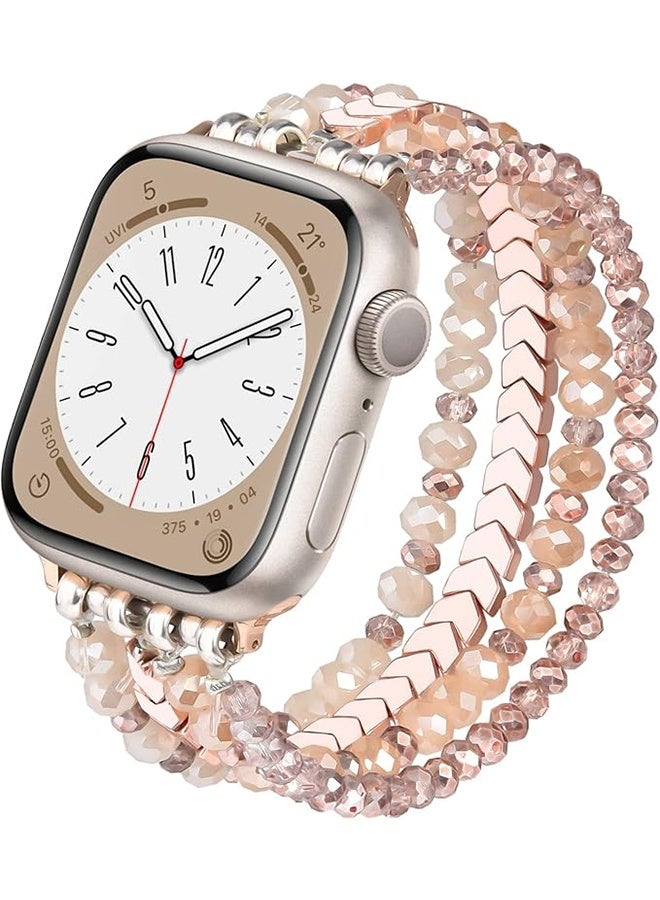 سوار الخرز متوافق مع Apple Watch Band 38mm 40mm 41mm النساء ، حزام التمدد المرن المصنوع يدوياً للأزياء لسلسلة iWatch SE 10 9 8 7 6 5 4 3 2 1 - Image 1