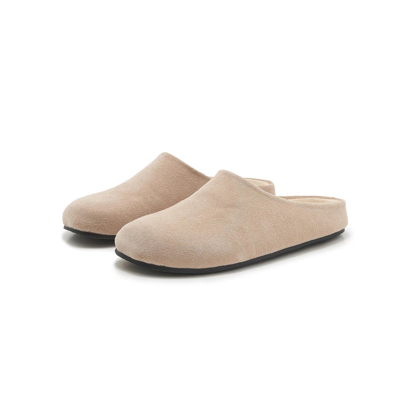 ATBELL Women's Suede Clogs Round Toe Leopard Print Leather Mules Cork Footbed Clog with Arch Support Comfort Casual Slip-on Fall Shoes in Beige Size 9 - Image 3