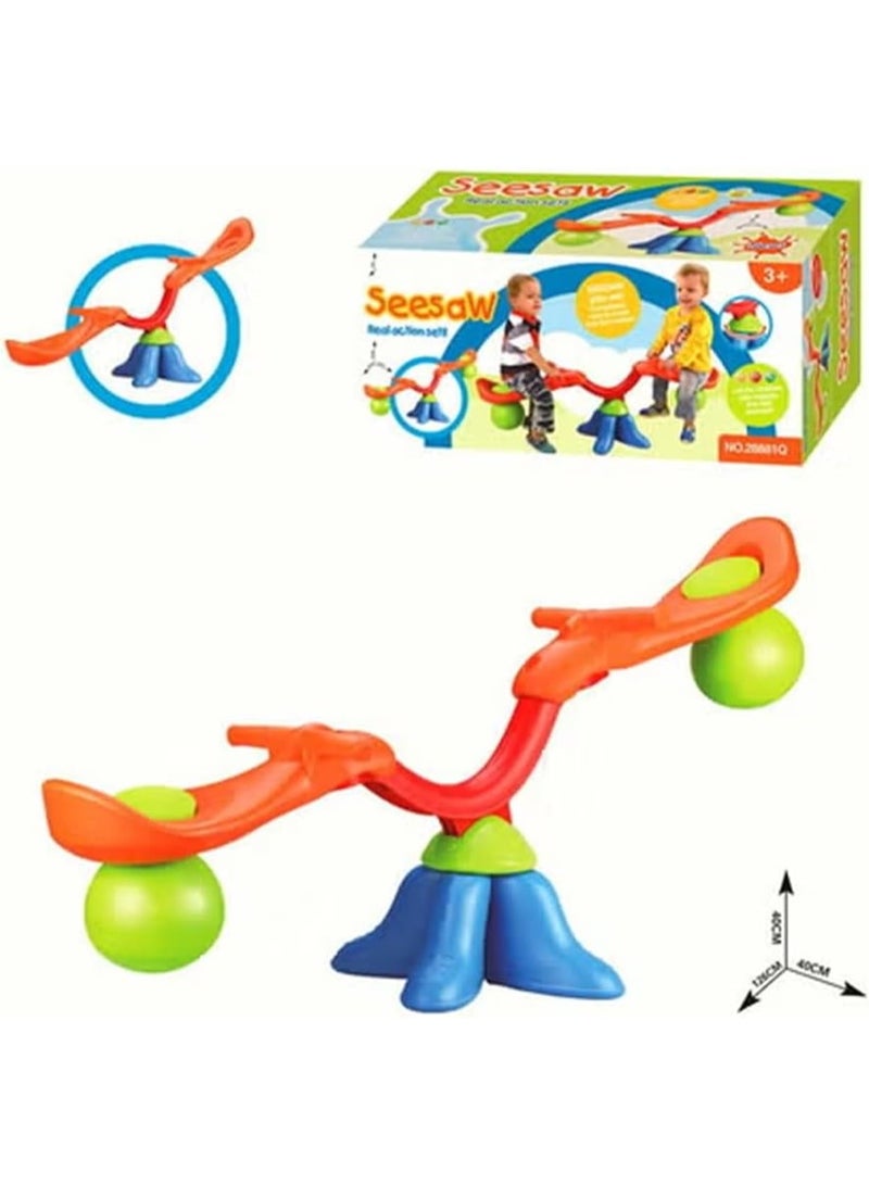 GOLD MANTIS Colorful Seesaw for Kids – Indoor Outdoor Plastic Teeter Totter Toy with Wide Base & Handle Grip – Playground Rocker for Toddlers & Children - Image 2