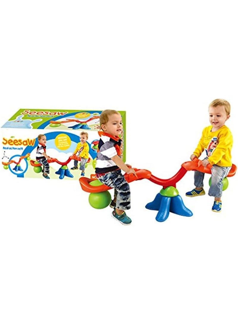 GOLD MANTIS Colorful Seesaw for Kids – Indoor Outdoor Plastic Teeter Totter Toy with Wide Base & Handle Grip – Playground Rocker for Toddlers & Children - Image 3