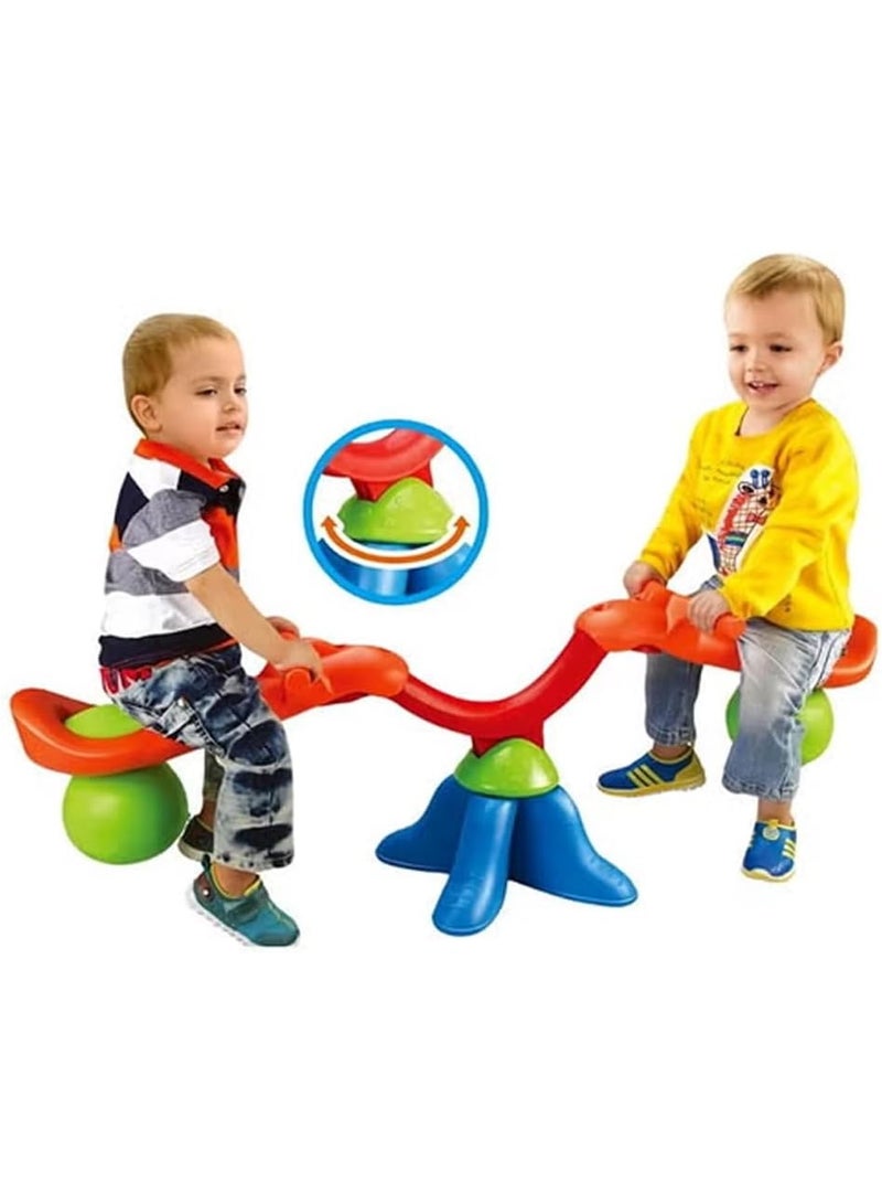 GOLD MANTIS Colorful Seesaw for Kids – Indoor Outdoor Plastic Teeter Totter Toy with Wide Base & Handle Grip – Playground Rocker for Toddlers & Children - Image 1