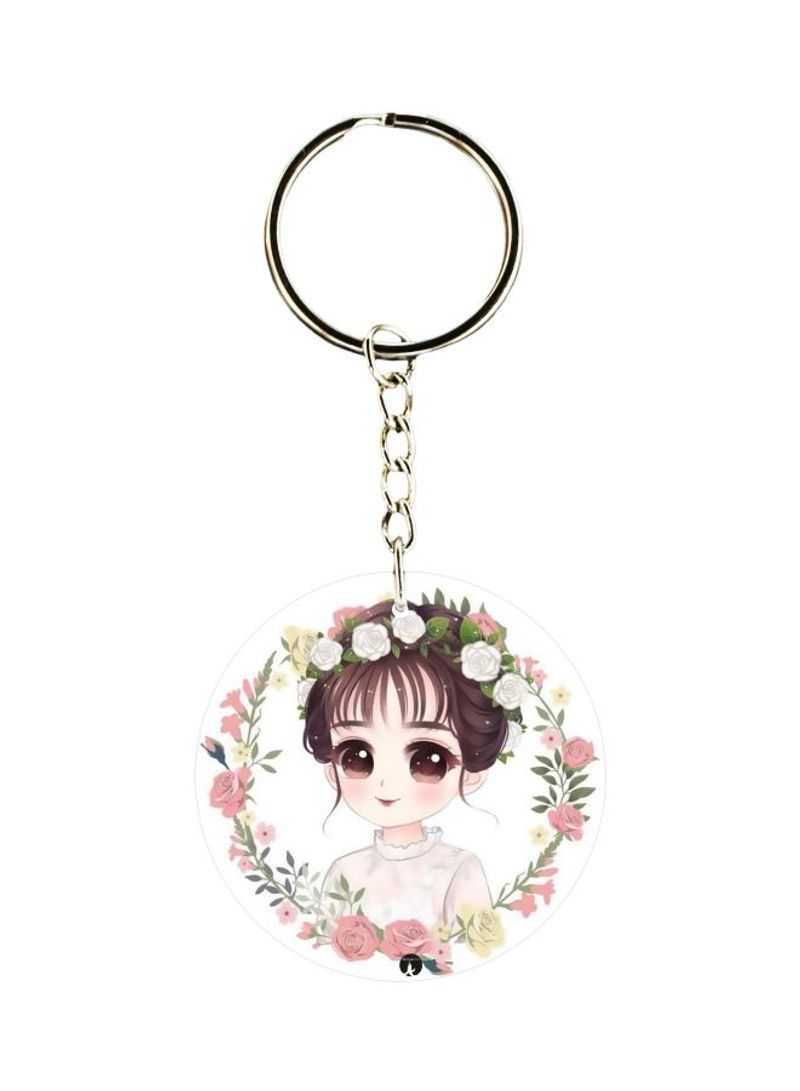 Girl Printed Plastic Keychain