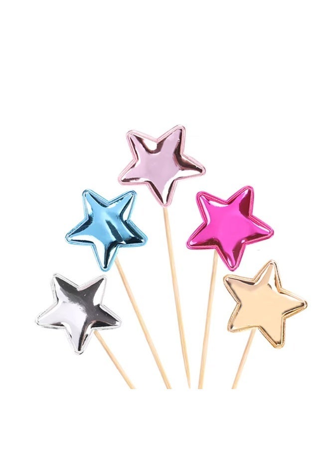 50PCS Star Cupcake Toppers Cake Decorations, Cake Dessert and Cupcake Decor, Holiday and Party Accessories, MultiColor for Kids Baby Shower Birthday Party Cake Decoration(Star) - Image 2