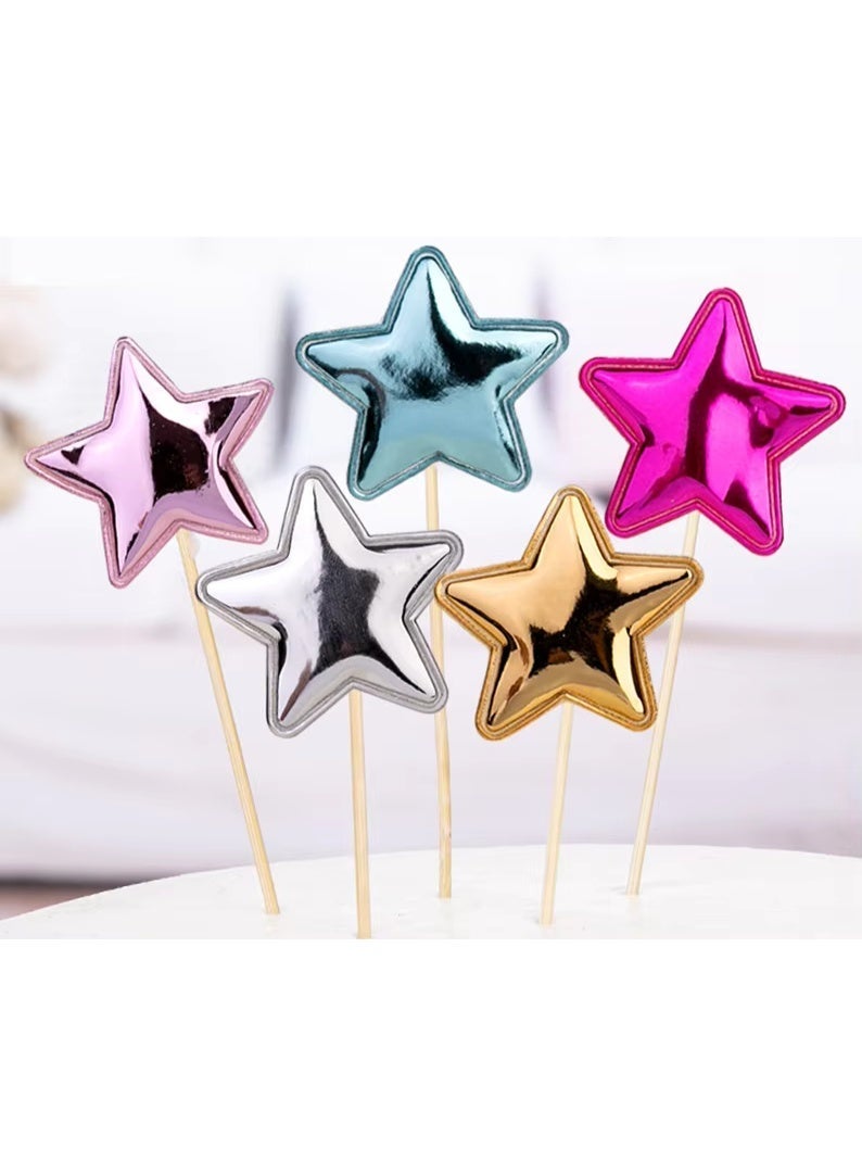 50PCS Star Cupcake Toppers Cake Decorations, Cake Dessert and Cupcake Decor, Holiday and Party Accessories, MultiColor for Kids Baby Shower Birthday Party Cake Decoration(Star) - Image 3