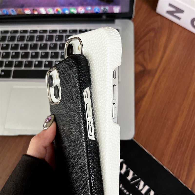 Ins Style Simple Pure Color Pebbled Apple 16Promax Mobile Phone Case Suitable for 15Pro Leather Hard Case 14Pro - Image 4