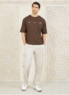 Styli Front & Back Graphic Print Interlock Oversized T-Shirt  - Image 2