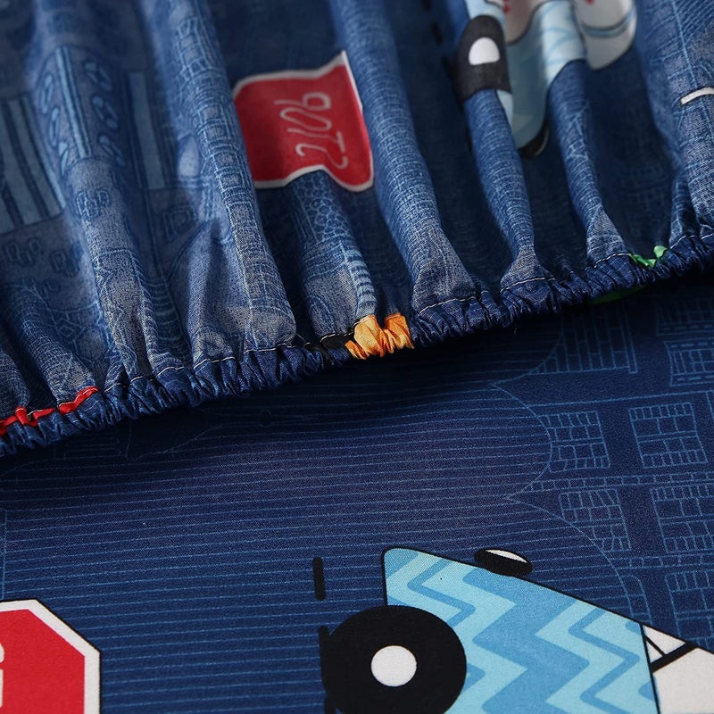 ماج Mag 3pcs Cartoon Car Sheet Sheet Sheet size size size size for toddler boys and girls blue color 1 mitted sheet و 2 Pillowcase (Queen Blue). - Image 4