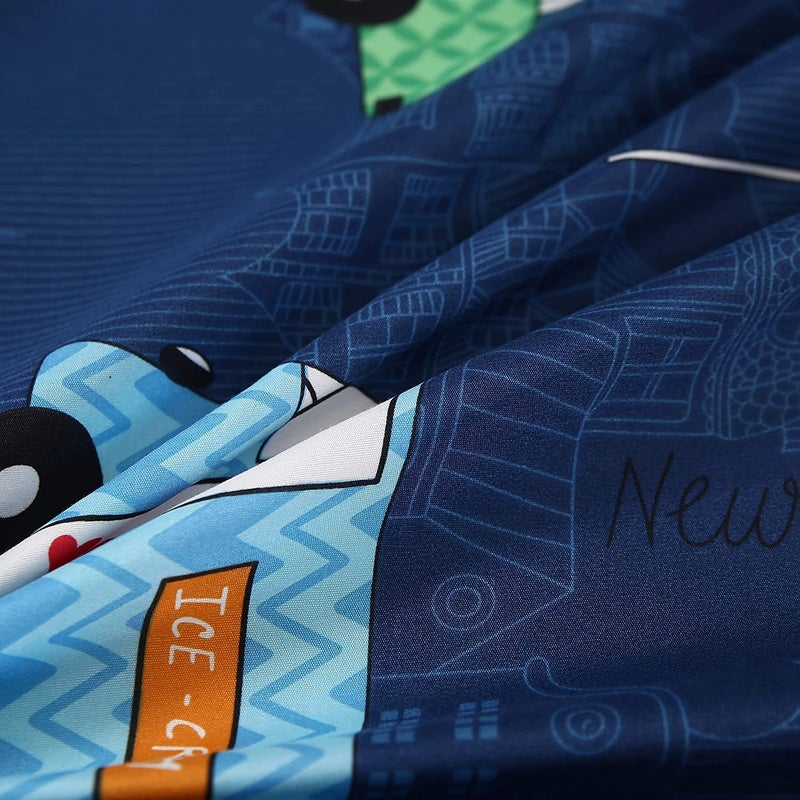 ماج Mag 3pcs Cartoon Car Sheet Sheet Sheet size size size size for toddler boys and girls blue color 1 mitted sheet و 2 Pillowcase (Queen Blue). - Image 3