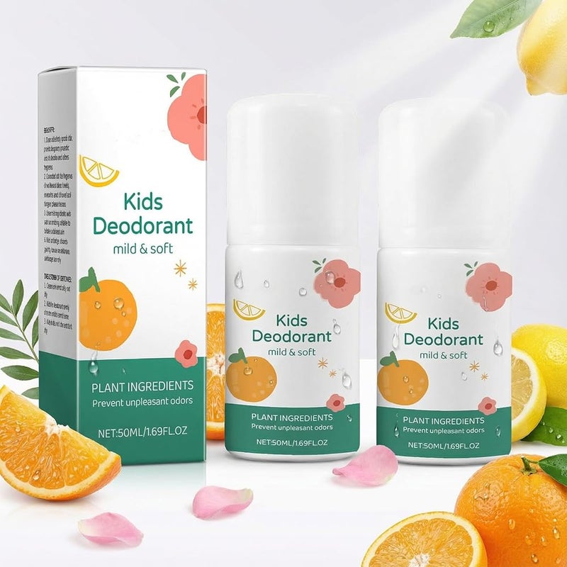AlSheikaha 2Pcs-Natural Deodorant for Kids & Teens, Long-Lasting Fragrance, Antiperspirant Deodorant Roll, Anti-Odour, Sweat, Stains, Residues & Irritation, Anti Perspirant Deodorant for Sensitive Skin(50ml) - Image 1