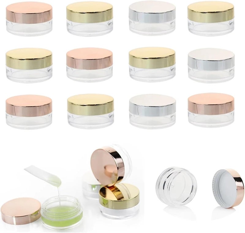 Lip Scrub Containers 30pcs/sets 10g Empty Jars Plastic Cosmetic Container Refillable Bottle for Face Cream Makeup Jar Pots with Lid(Rose gold cap,50pcs) - Image 2