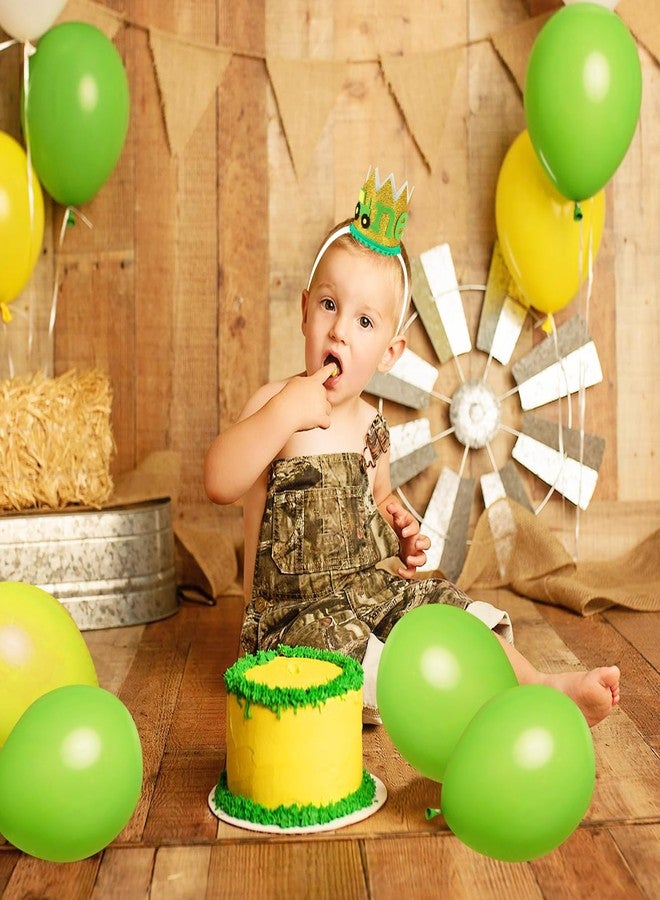 CORNER LACE 1st Birthday Glitter Hat - Tractor First Birthday Crown, Tractor One Theme Decoration Gold Green, One Year Old Supplies Favors for Photo Booth Props - Image 2