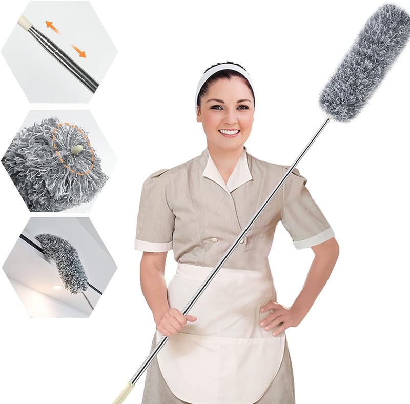 Hallstatt 2025 Fan Cleaner Brush with Long Rod Bendable extendable Duster for Home Cleaning, 100 inch Long Handle Microfiber Fan Cleaning mop for high Ceiling Cobweb, Wall Cleaning Brush for dust Cleaner - Image 1