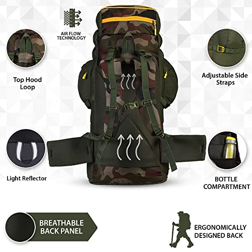 Impulse Rucksack 75L Large Travel Backpack For Men - Tourist, Hiking, Trekking, Camping Banyan Camo Bag With 1 Year Warranty - Image 5