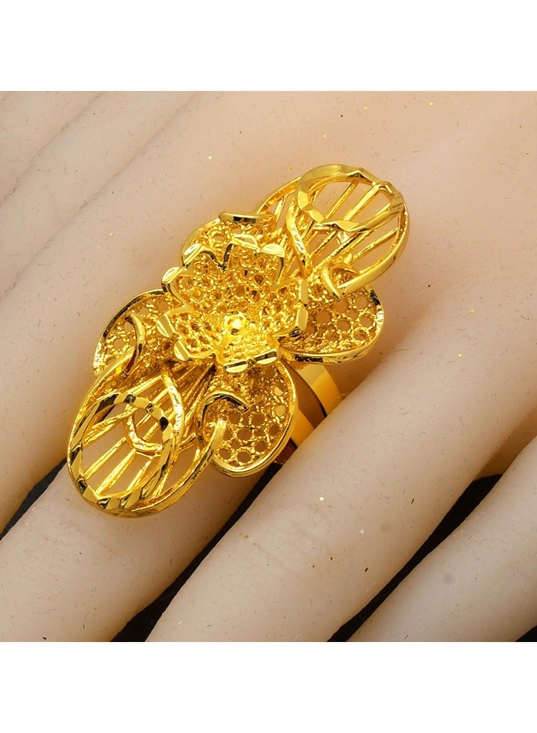 JOOLI Women Gold Ring Jewelry Wealthy Wedding Accessories Flower Rings Ladies Fashion Jewellery - Image 1
