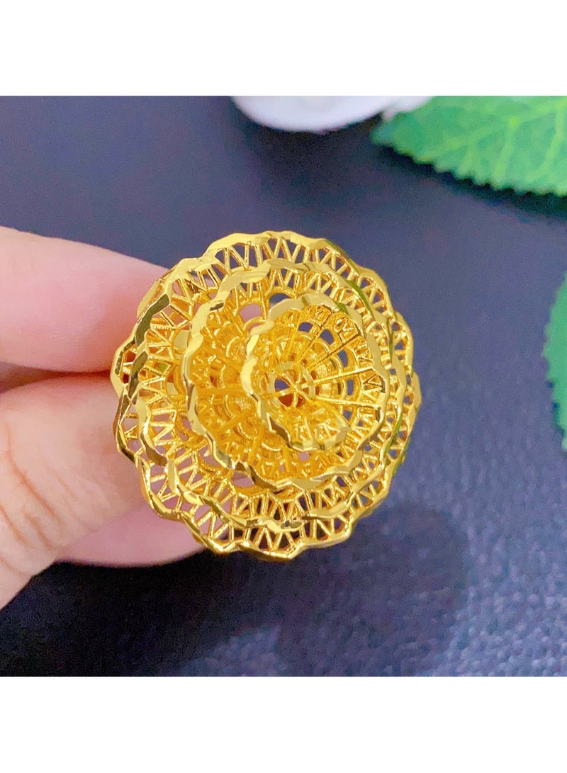 JOOLI Women Gold Ring Jewelry Wealthy Wedding Accessories Flower Rings Ladies Fashion Jewellery - Image 2
