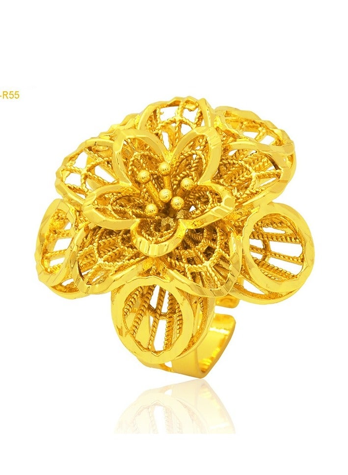 JOOLI Women Gold Ring Jewelry Wealthy Wedding Accessories Flower Rings Ladies Fashion Jewellery - Image 3