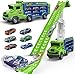 ShyLizard Toddler Car Truck ToysCar Carrier Truck Toys for Kids Age 35 48Foldable Car Track Sets with 28Ft Race Track and 6 DieCast Race Cars Truck Toys Gifts for 3 4 5 6 7 8 Year Old Boys GirlsGreen - Image 3