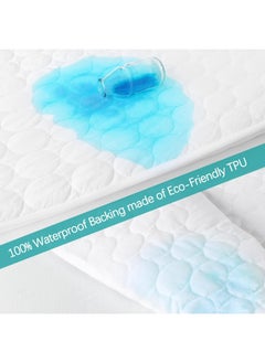 Biloban Biloban Mini Crib Mattress Protector 2 Pack Waterproof, Quilted 38"x24" Protective Pack and Play Mattress Pad Cover, Noiseless & Breathable Baby Mini Crib Sheets for Boys & Girls  - Image 2